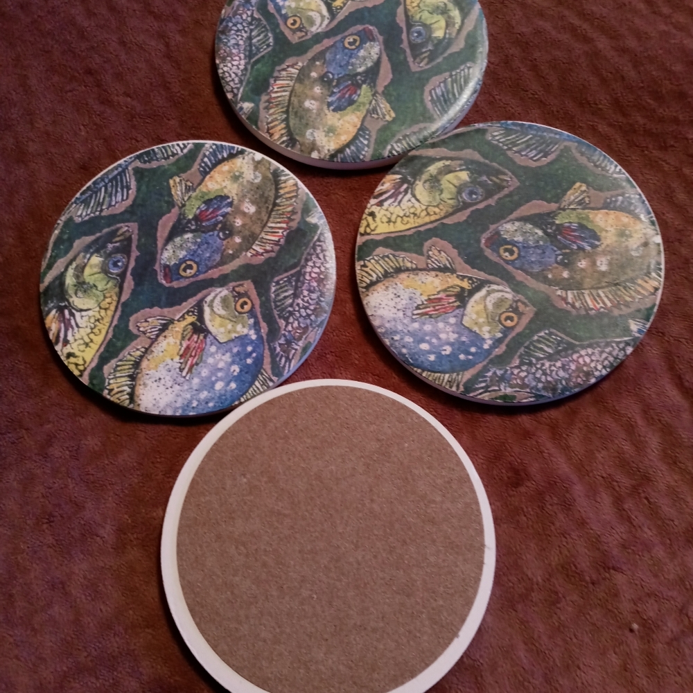Colorful fish drink coasters